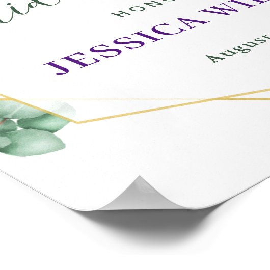 Elegant Eucalyptus BRUILOFTSFEEST Welkomstbord Poster (Hoek)