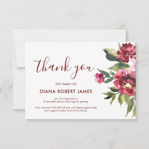 Elegant Eucalyptus Burgundy Typografie Bedankkaart