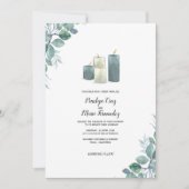 Elegant Eucalyptus & Candle Watercolor Wedding  Kaart (Voorkant)