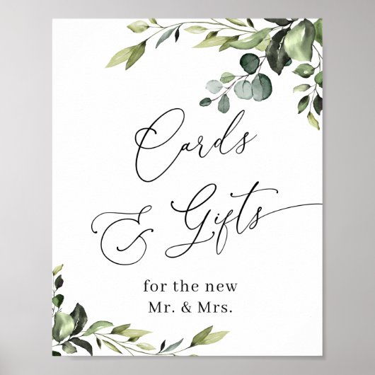 Elegant Eucalyptus Cards & Gifts Wedding Sign Poster (Voorkant)