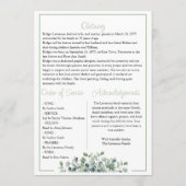 Elegant Eucalyptus Celebrating Life Of - Funeral Programmakaart (Achterkant)