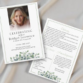 Elegant Eucalyptus Celebrating Life Of - Funeral Programmakaart