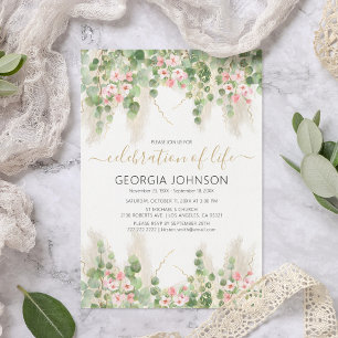 Elegant Eucalyptus Celebration of Life   Memorial Kaart