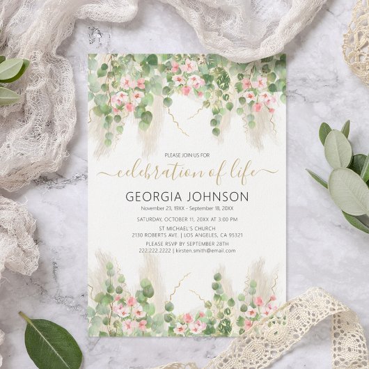 Elegant Eucalyptus Celebration of Life | Memorial Kaart