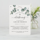 Elegant Eucalyptus Christening Kaart (Staand voorkant)