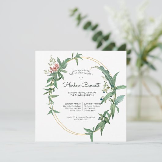 Elegant Eucalyptus Christening of Baptisme Kaart (Staand voorkant)