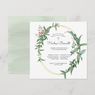 Elegant Eucalyptus Christening of Baptisme Kaart