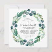 Elegant Eucalyptus Christening Uitnodiging (Voorkant)