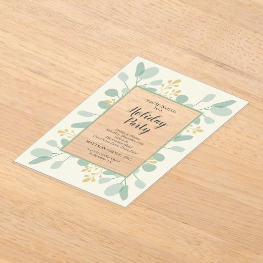 Elegant Eucalyptus Christmas Holiday Acryl Uitnodigingen (Laagn)