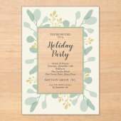 Elegant Eucalyptus Christmas Holiday Acryl Uitnodigingen (Voorkant)