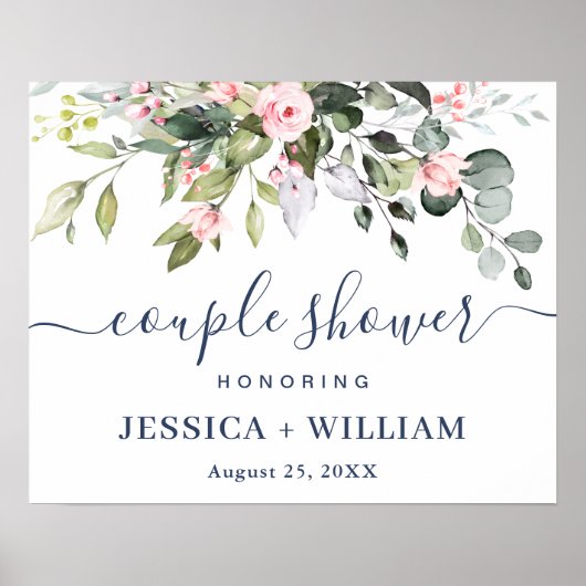 Elegant Eucalyptus COUPLE SHOWER Welcome Sign Poster (Voorkant)