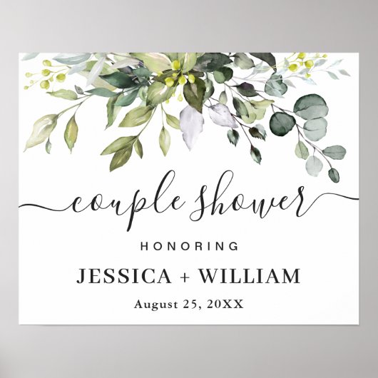 Elegant Eucalyptus COUPLE SHOWER Welcome Sign Poster (Voorkant)