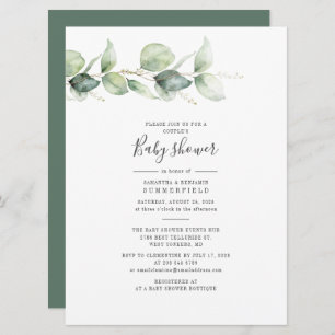 Elegant Eucalyptus Couples Baby shower Greenery Kaart