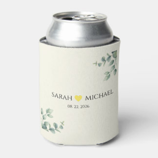 Elegant Eucalyptus Cream and yellow Heart wedding Blikjeskoeler
