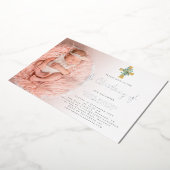 Elegant Eucalyptus Cross Foto Christening Real Folie Uitnodiging (Gedraaid)
