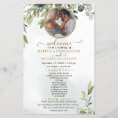 Elegant Eucalyptus Custom Photo Wedding Program (Voorkant)