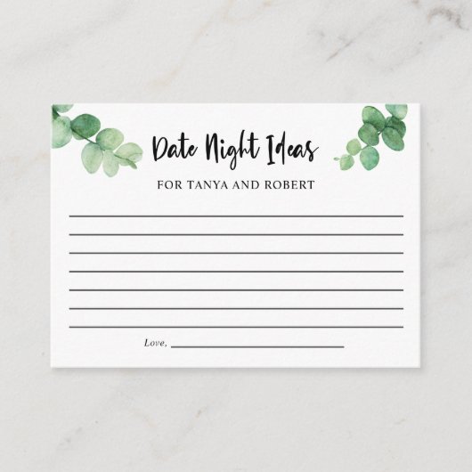 Elegant Eucalyptus Date Night Ideas Vrijgezellenfe Advieskaart (Voorkant)