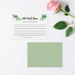 Elegant Eucalyptus Date Night Ideas Vrijgezellenfe Advieskaart<br><div class="desc">Vrijgezellenfeest date-night-ideekaart met elegant eucalyptusontwerp</div>