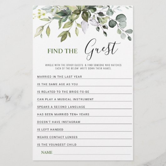 Elegant Eucalyptus dubbelzijdig Vrijgezellenfeest  (Achterkant)