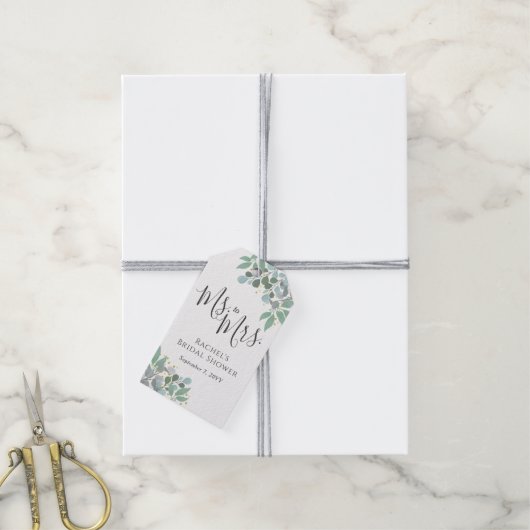 Elegant Eucalyptus Dusty Blue Vrijgezellenfeest Cadeaulabel (Met Touw)