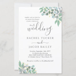 Elegant Eucalyptus Dusty Blue Wedding Invitation