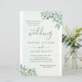 Elegant Eucalyptus Dusty Blue Wedding Invitation (Staand voorkant)