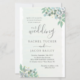 Elegant Eucalyptus Dusty Blue Wedding Invitation