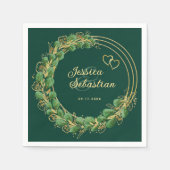 Elegant Eucalyptus Emerald Green and Gold Wedding Servet (Voorkant)