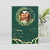 Elegant Eucalyptus Emerald Green Wedding Foto Kaart (Staand voorkant)