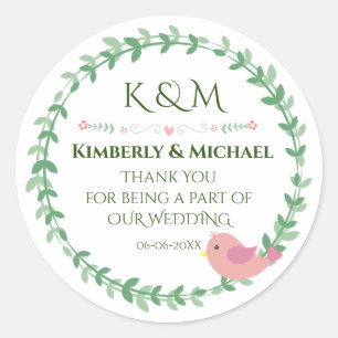 Elegant Eucalyptus en Bird Wedding Envelope Seal Ronde Sticker