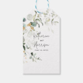 Elegant Eucalyptus en Gold Greenery Wedding Cadeaulabel (Voorkant)
