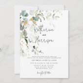 Elegant Eucalyptus en Gold Greenery Wedding Kaart (Voorkant)