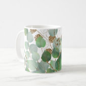 Elegant Eucalyptus en Gold Retirement Coffee Mok (Voorkant links)
