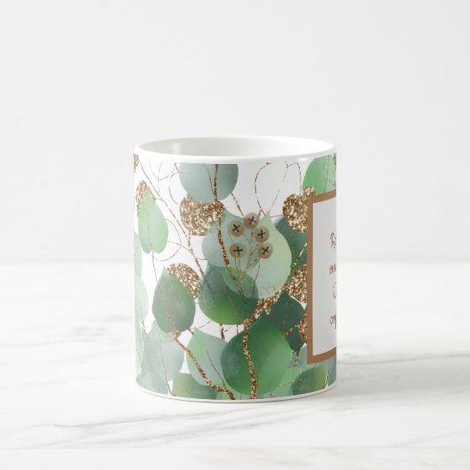 Elegant Eucalyptus en Gold Retirement Coffee Mok (Center)