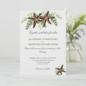 Elegant Eucalyptus en Starfish Wedding Invitation (Staand voorkant)