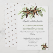 Elegant Eucalyptus en Starfish Wedding Invitation (Voorkant / Achterkant)