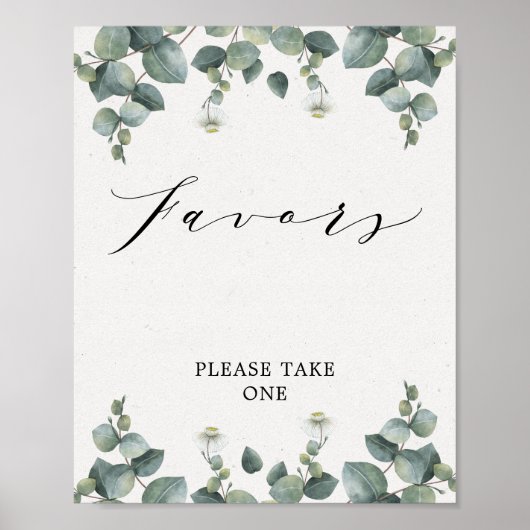 Elegant Eucalyptus Favor Bordje Poster (Voorkant)