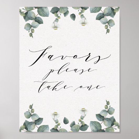 Elegant Eucalyptus Favor Sign Poster (Voorkant)