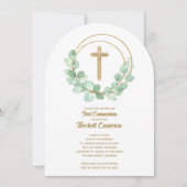 Elegant Eucalyptus First Communion Kaart (Voorkant)