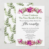 Elegant Eucalyptus Floral Baby shower-uitnodiging (Voorkant / Achterkant)