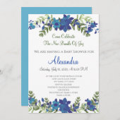 Elegant Eucalyptus Floral Baby shower-uitnodiging (Voorkant / Achterkant)