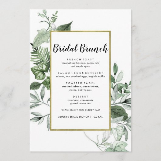 Elegant Eucalyptus Floral Bridal Menu (Voorkant)