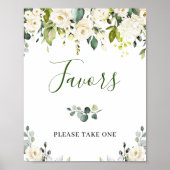 Elegant Eucalyptus Floral Favors Wedding Sign Poster (Voorkant)