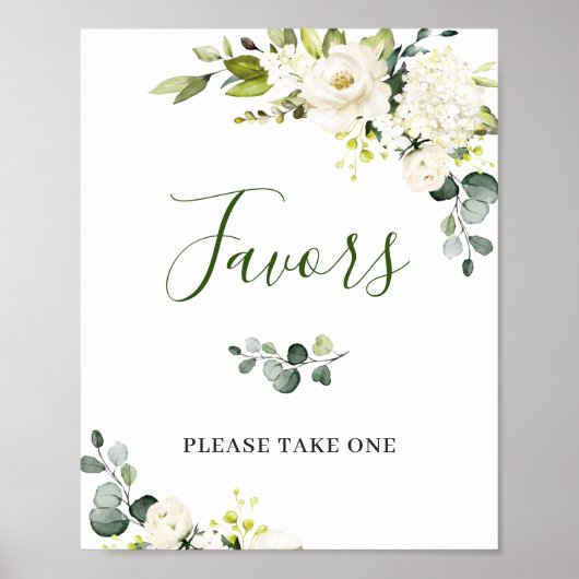 Elegant Eucalyptus Floral Favors Wedding Sign Poster (Voorkant)