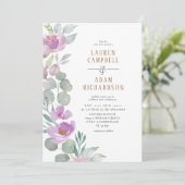 Elegant Eucalyptus floral Green & roze Weddenschap Kaart (Staand voorkant)