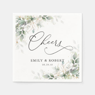 Elegant Eucalyptus Floral Greenery Wedding Napkins Servet
