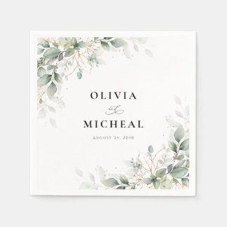 Elegant Eucalyptus Floral Greenery Wedding Napkins Servet