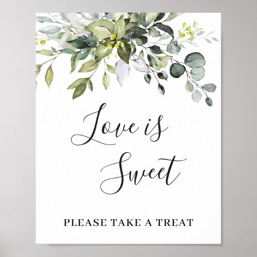 Elegant Eucalyptus Floral Love is Sweet Wedding Poster (Voorkant)