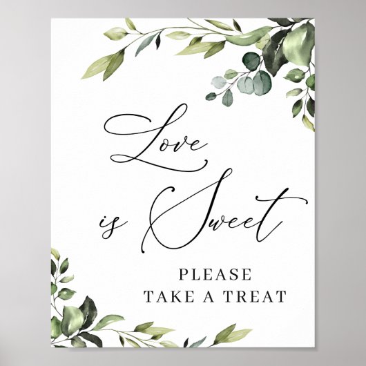Elegant Eucalyptus Floral Love is Sweet Wedding Poster (Voorkant)