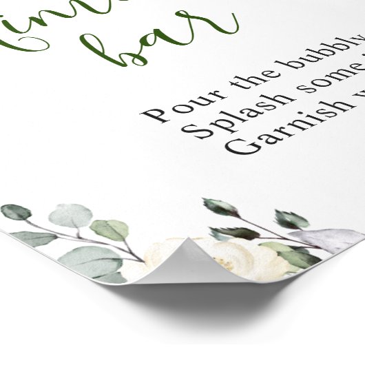 Elegant Eucalyptus Floral Mimosa Bar Wedding Sign Poster